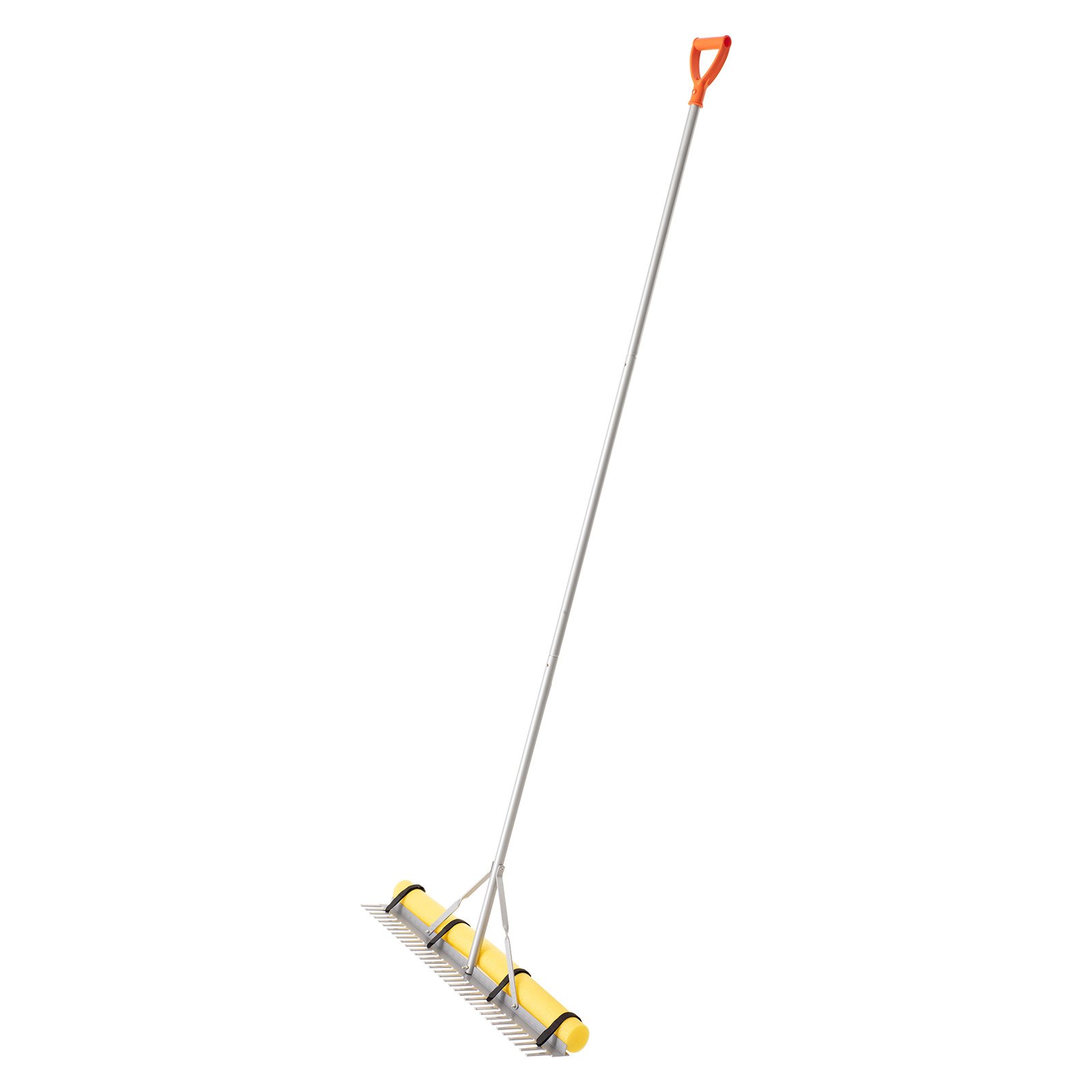VEVOR Rastrillo de Aluminio, Cabezal 914 mm, Mango 2590 mm, Herramienta Grande para Jardinería, Aflojamiento de Tierra, Jardinería, Grava de Estanques y Cuidado del Césped de Playa, 34 Dientes