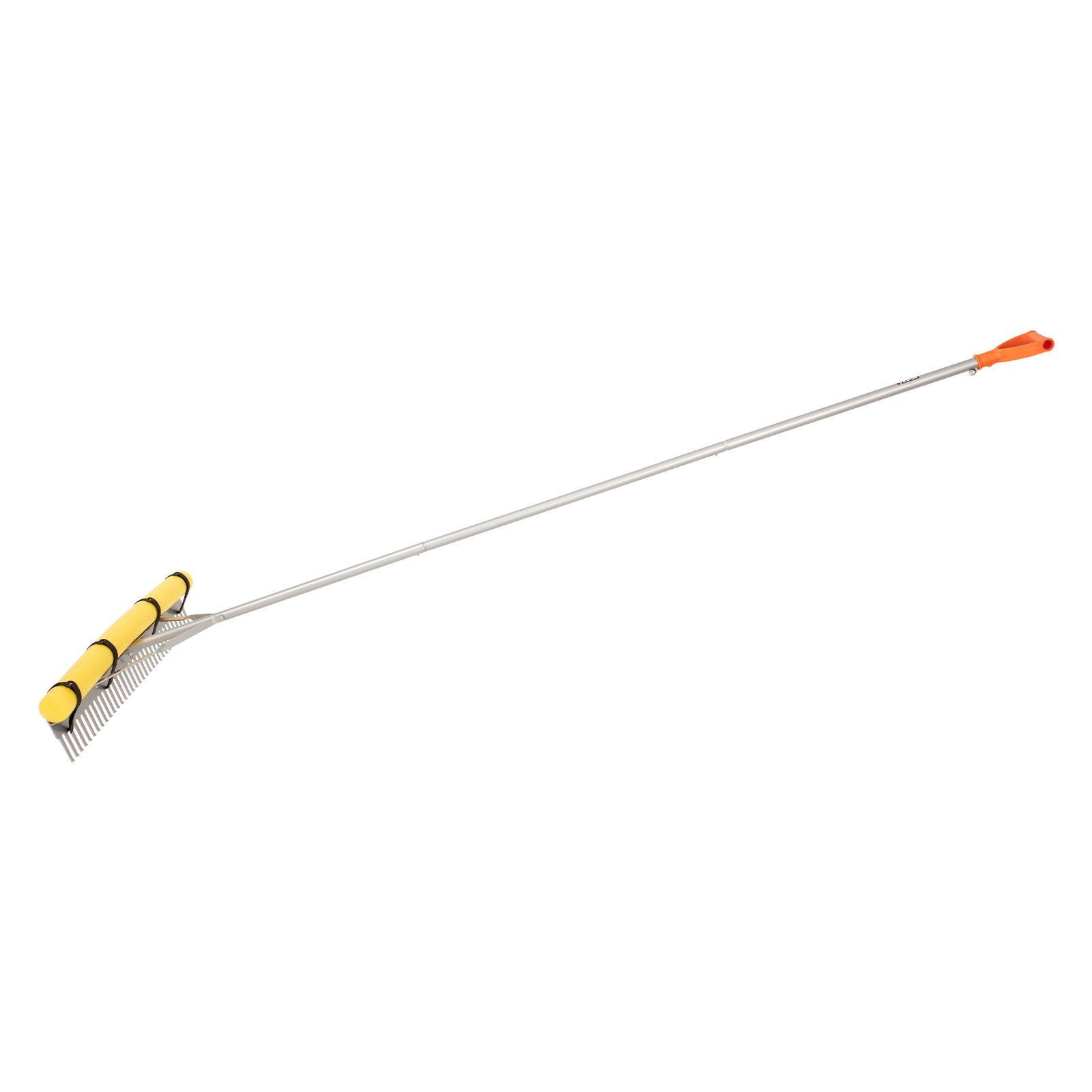 VEVOR Rastrillo de Aluminio, Cabezal 914 mm, Mango 2590 mm, Herramienta Grande para Jardinería, Aflojamiento de Tierra, Jardinería, Grava de Estanques y Cuidado del Césped de Playa, 34 Dientes
