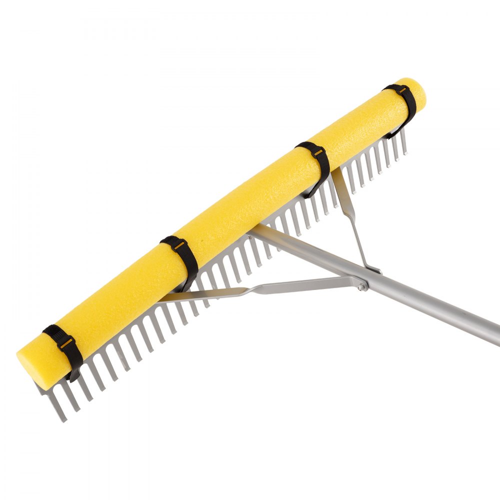 VEVOR Rastrillo de Aluminio, Cabezal de 914 mm, para Maleza y Paisajismo, para Aflojar la Tierra, Jardín y Patio, Grava de Estanques y Cuidado del Césped de Playa, con Cuerda, 3380 x 914 x 125 mm