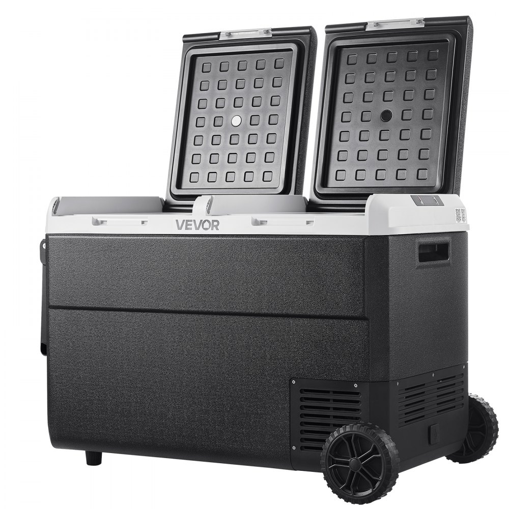 VEVOR Nevera Portátil para Coche 12/24 V CC 100-240 V CA con Compresor, Control de Temperatura de -20 °C a 20 °C, Doble Zona, 95 L para Autocaravanas, Camping, Barcos, Pesca, Viajes, Exteriores