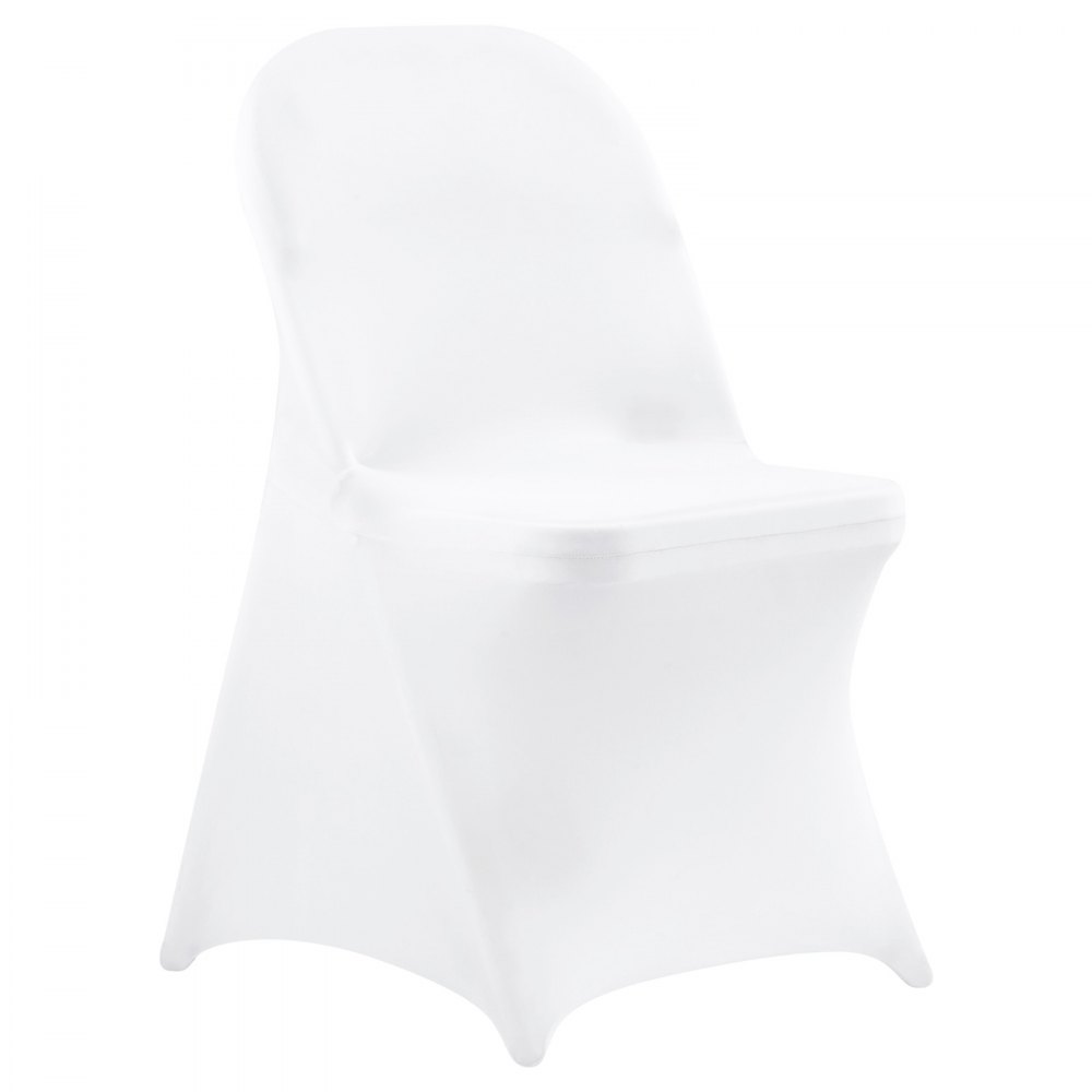 VEVOR Fundas Sillas de Comedor 150 Piezas, Funda para Sillones Elástica de Poliéster y Elastano, para Sillas de Hasta 45x46x77 cm, Tela Suave y Transpirable, para Boda, Fiestas, Banquetes, Blanco