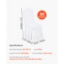 VEVOR Fundas Sillas de Comedor 30 Piezas, Funda para Sillones Elástica de Poliéster y Elastano, para Sillas de Hasta 51 x 45 x 95 cm, Diseño de Falda, Tela Suave, para Fiestas, Banquetes, Blanco