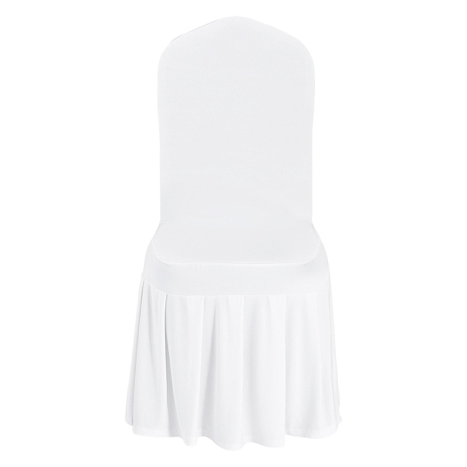 VEVOR Fundas Sillas de Comedor 30 Piezas, Funda para Sillones Elástica de Poliéster y Elastano, para Sillas de Hasta 51 x 45 x 95 cm, Diseño de Falda, Tela Suave, para Fiestas, Banquetes, Blanco