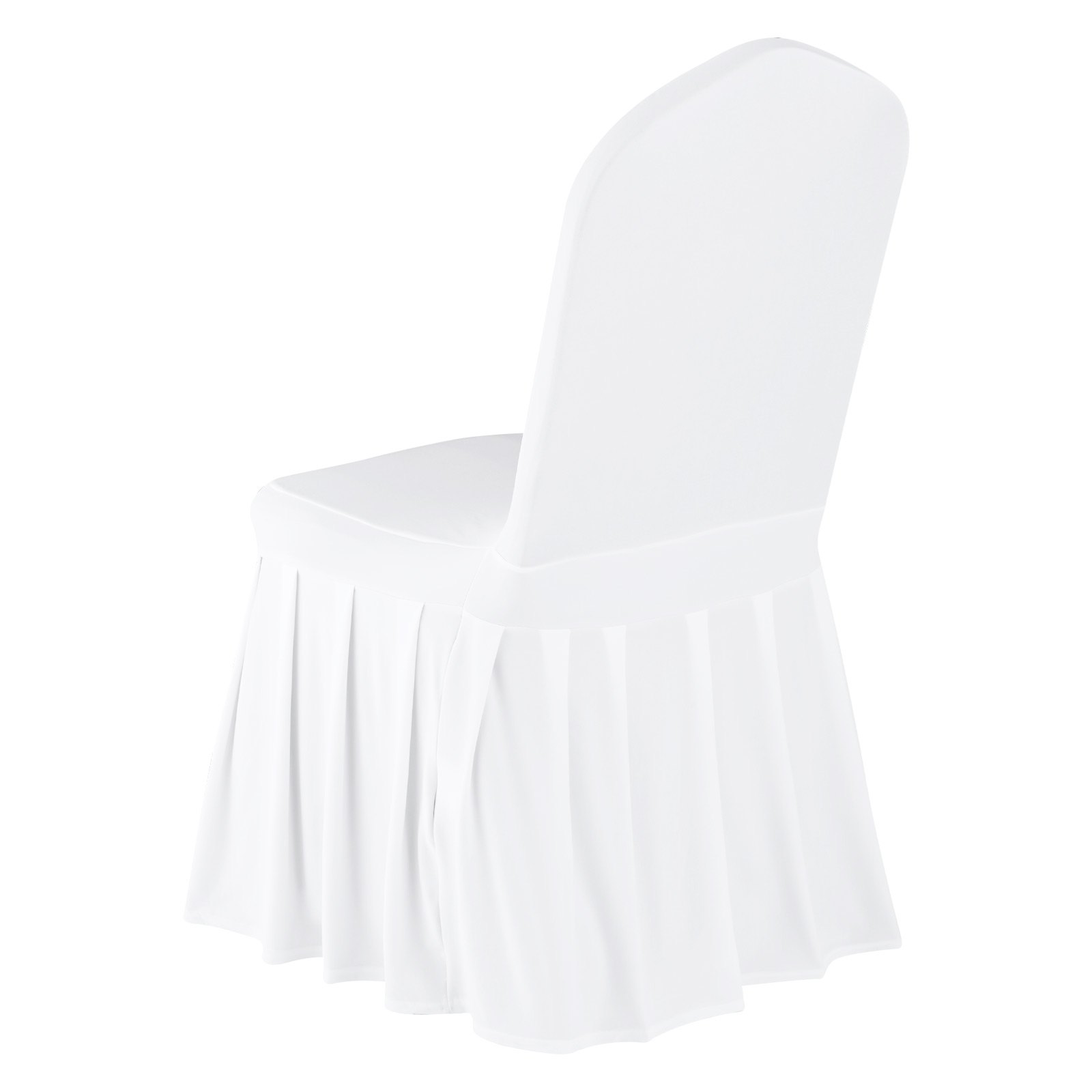VEVOR Fundas Sillas de Comedor 30 Piezas, Funda para Sillones Elástica de Poliéster y Elastano, para Sillas de Hasta 51 x 45 x 95 cm, Diseño de Falda, Tela Suave, para Fiestas, Banquetes, Blanco