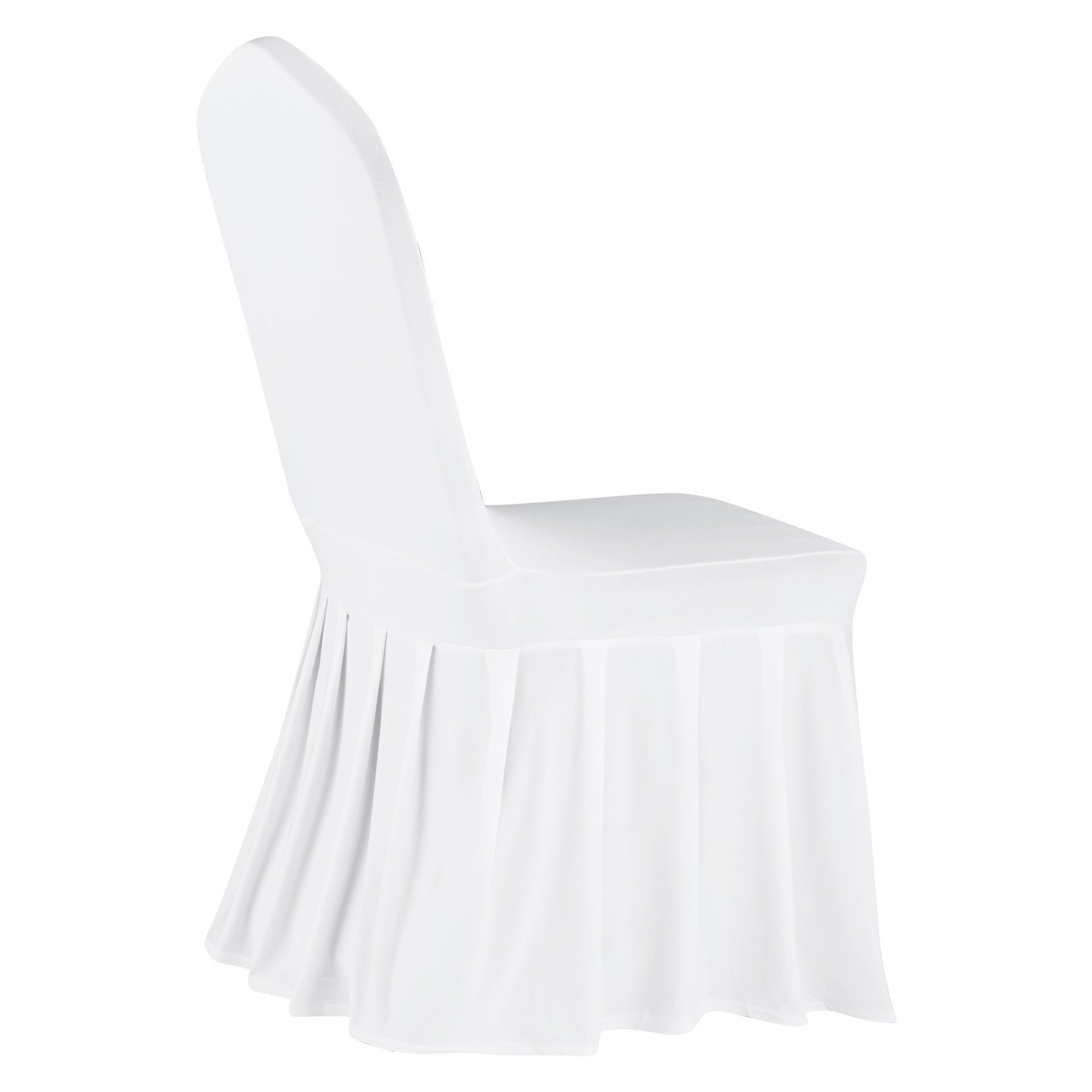 VEVOR Fundas Sillas de Comedor 30 Piezas, Funda para Sillones Elástica de Poliéster y Elastano, para Sillas de Hasta 51 x 45 x 95 cm, Diseño de Falda, Tela Suave, para Fiestas, Banquetes, Blanco