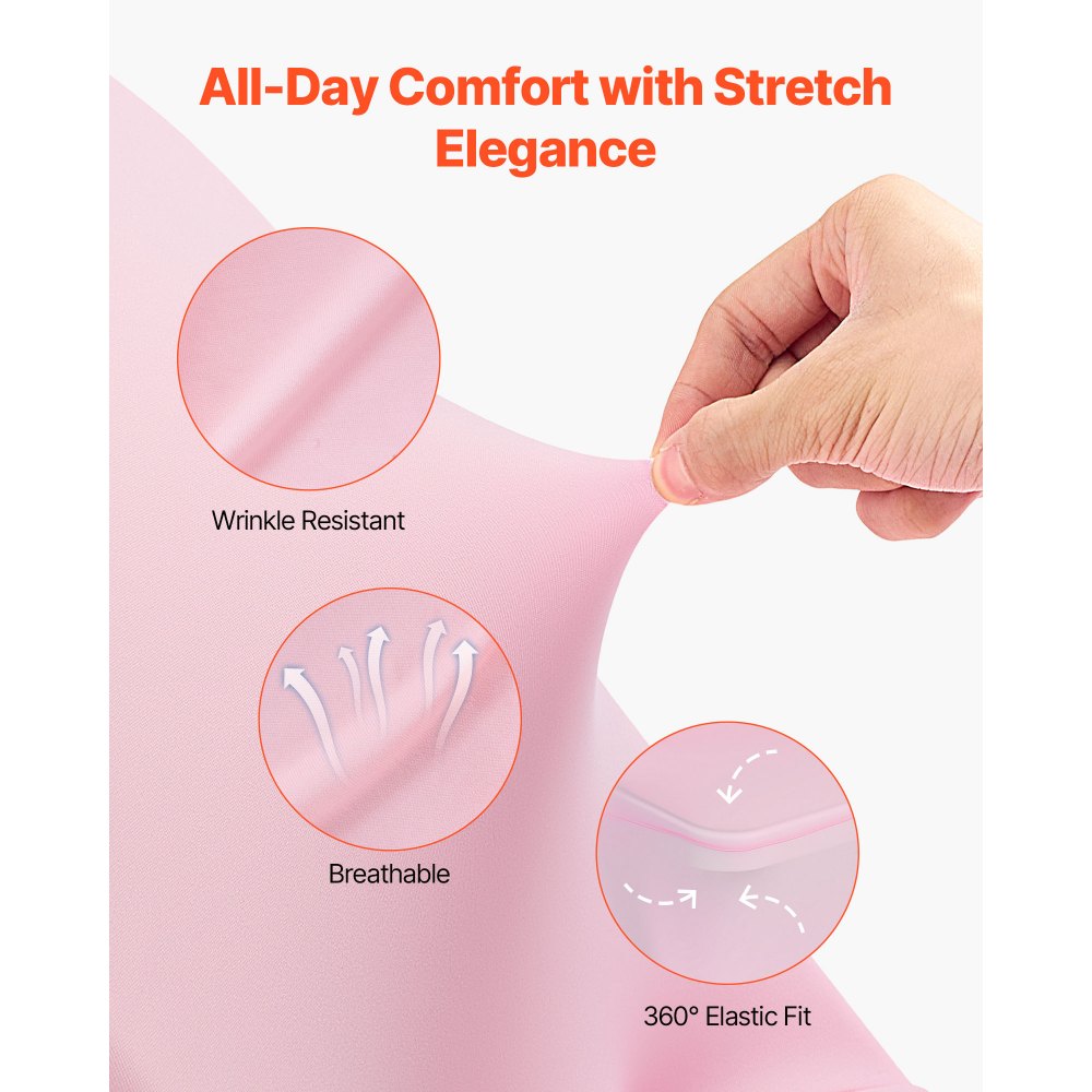VEVOR Fundas Sillas de Comedor 50 Piezas, Funda para Sillones Elástica de Poliéster y Elastano, para Sillas de Hasta 45 x 46 x 77 cm, Tela Suave y Transpirable, para Boda, Fiestas, Banquetes, Rosa
