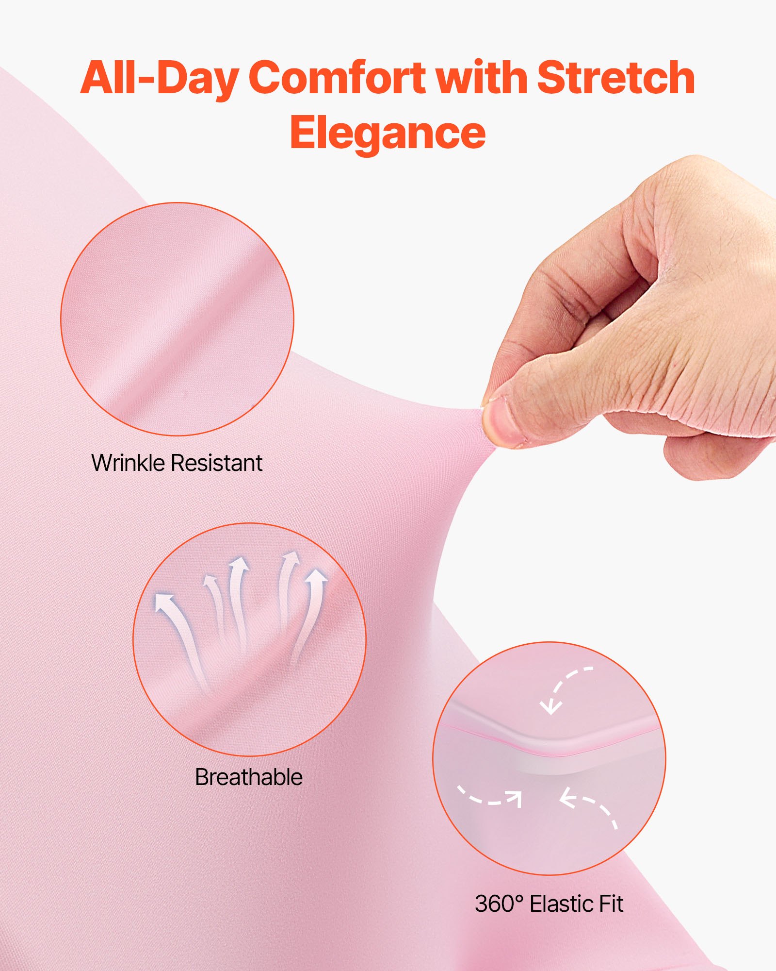 VEVOR Fundas Sillas de Comedor 50 Piezas, Funda para Sillones Elástica de Poliéster y Elastano, para Sillas de Hasta 45 x 46 x 77 cm, Tela Suave y Transpirable, para Boda, Fiestas, Banquetes, Rosa