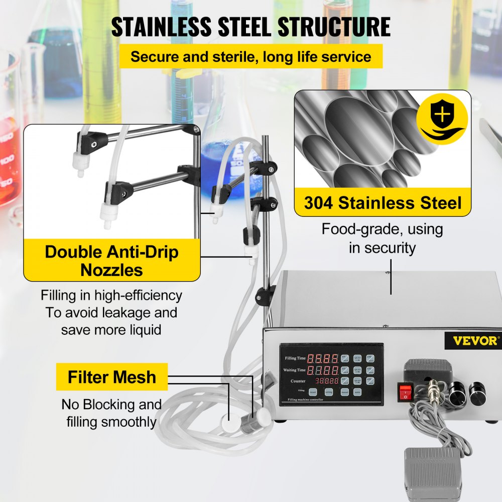 VEVOR Llenadora de Botellas 5-3500ml Maquina de Rellenar Máquina de Llenado Manual de Líquidos