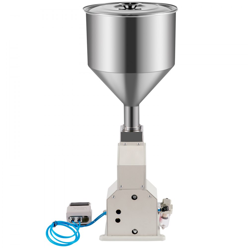 VEVOR A02 Máquina de Llenado de Líquido Neumática 5-50 mL (ajustable), Máquina de Relleno de Pasta de Acero Inoxidable, con Tolva con Agitación de 10 L, 20-60 Veces por Minuto 0,4-0,6 MPa o 58-87PSI