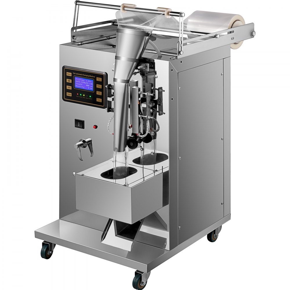 VEVOR Máquina Llenadora de Líquido Neumática, Rango de Empaque 5-160 g Llenadora de Botellas Neumática de Pistón Velocidad de 20-40 Bolsas / min. Máquina de Llenado de Líquido con Panel de Control LCD