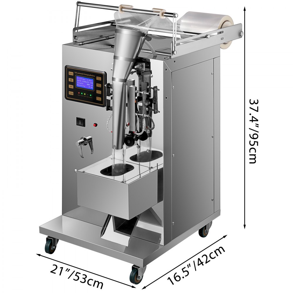 VEVOR Máquina Llenadora de Líquido Neumática, Rango de Empaque 5-160 g Llenadora de Botellas Neumática de Pistón Velocidad de 20-40 Bolsas / min. Máquina de Llenado de Líquido con Panel de Control LCD