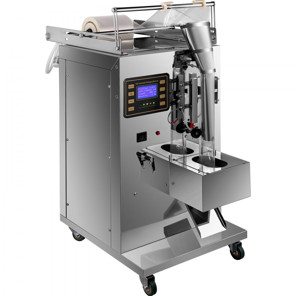 VEVOR Máquina Llenadora de Líquido Neumática, Rango de Empaque 5-160 g Llenadora de Botellas Neumática de Pistón Velocidad de 20-40 Bolsas / min. Máquina de Llenado de Líquido con Panel de Control LCD