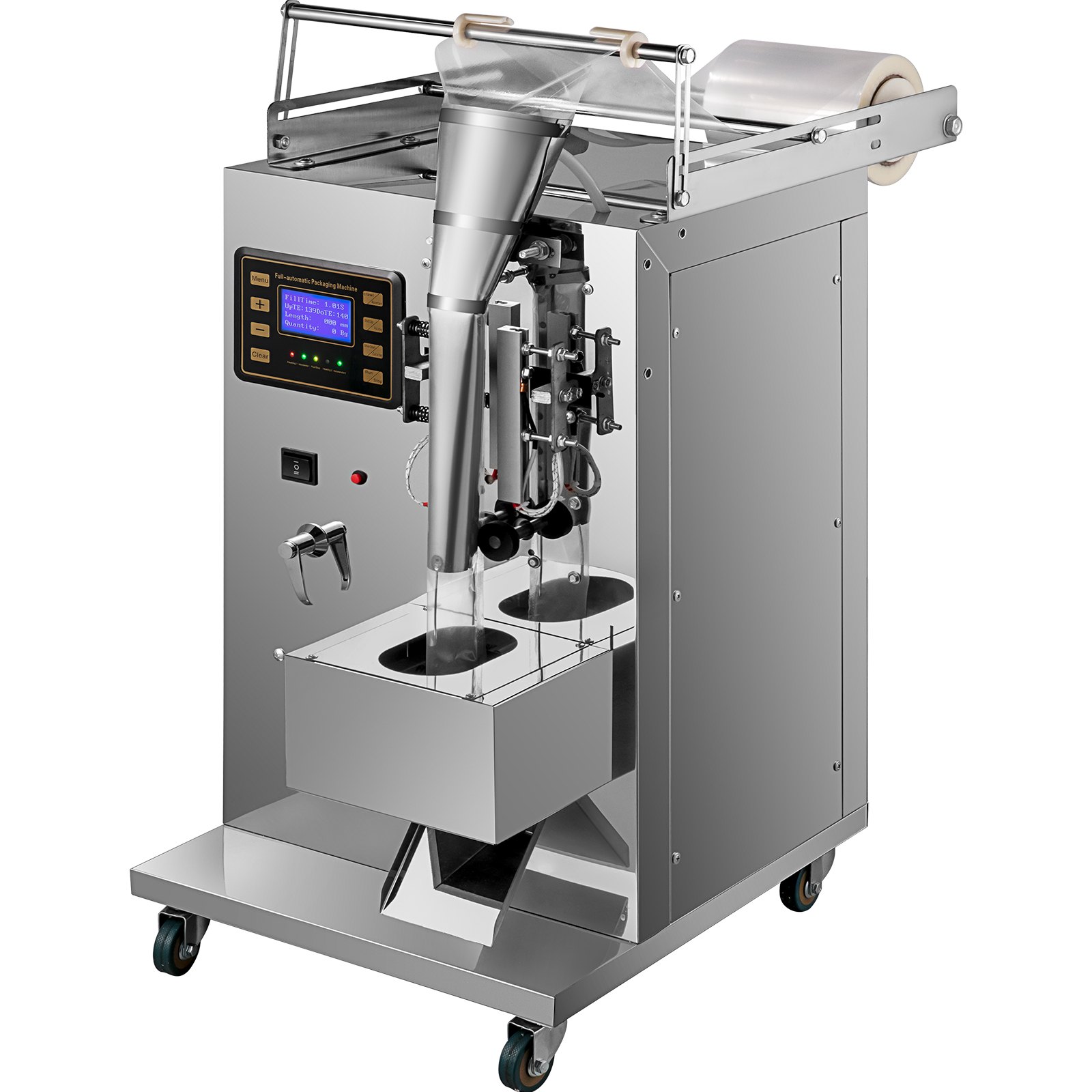 VEVOR Máquina Llenadora de Líquido Neumática, Rango de Empaque 5-160 g Llenadora de Botellas Neumática de Pistón Velocidad de 20-40 Bolsas / min. Máquina de Llenado de Líquido con Panel de Control LCD