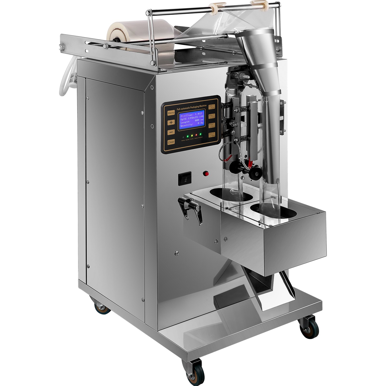 VEVOR Máquina Llenadora de Líquido Neumática, Rango de Empaque 5-160 g Llenadora de Botellas Neumática de Pistón Velocidad de 20-40 Bolsas / min. Máquina de Llenado de Líquido con Panel de Control LCD