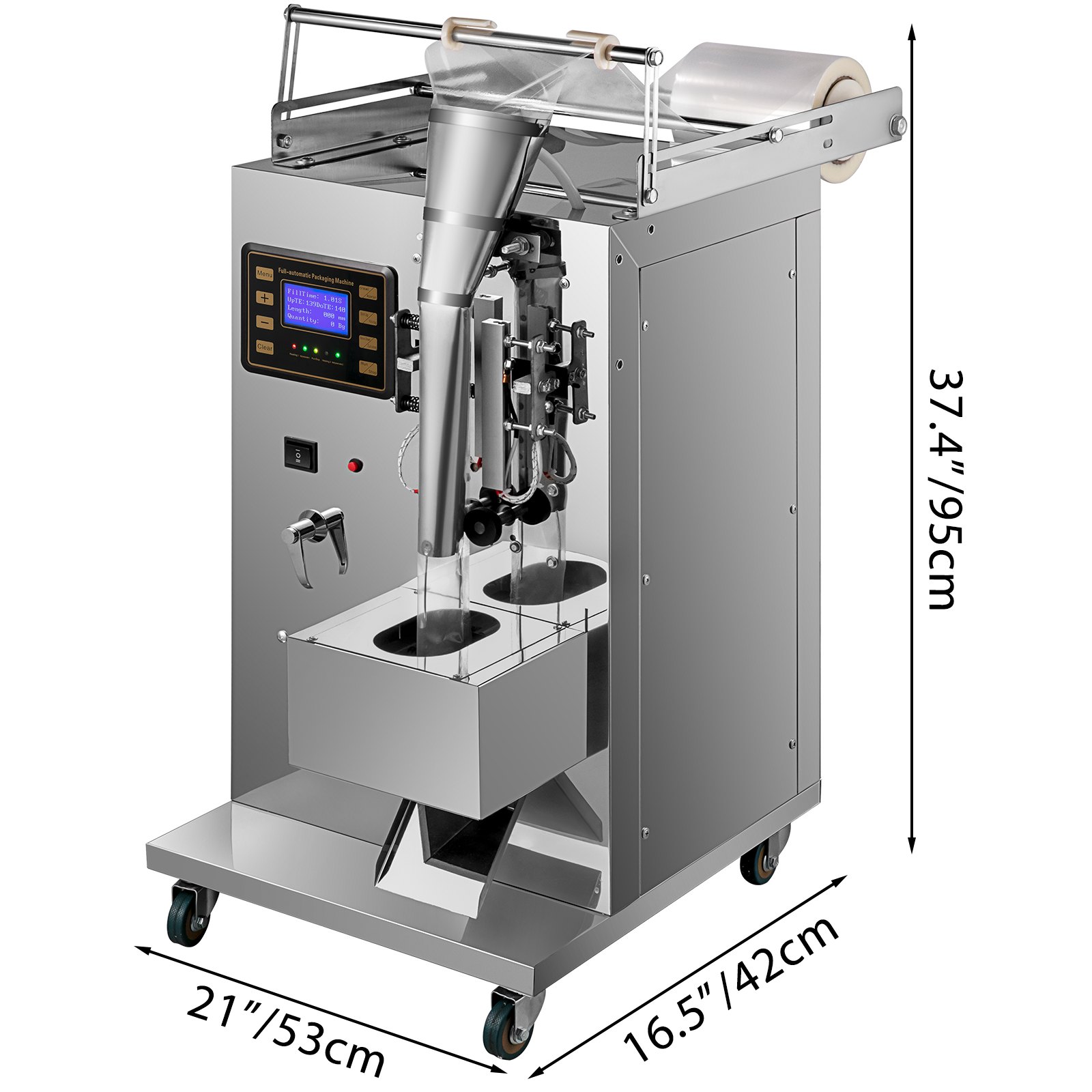 VEVOR Máquina Llenadora de Líquido Neumática, Rango de Empaque 5-160 g Llenadora de Botellas Neumática de Pistón Velocidad de 20-40 Bolsas / min. Máquina de Llenado de Líquido con Panel de Control LCD