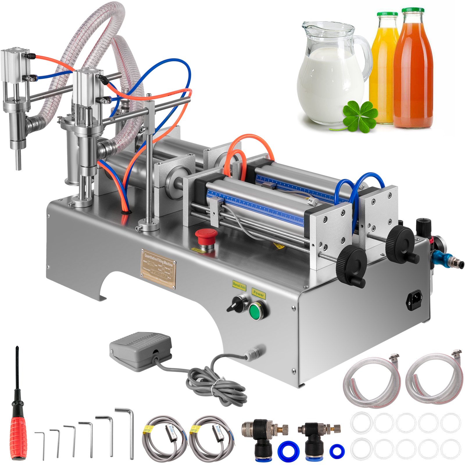 Vevor Máquina De Llenado De Líquidos Neumática 50-500 Ml Con Boquillas Dobles