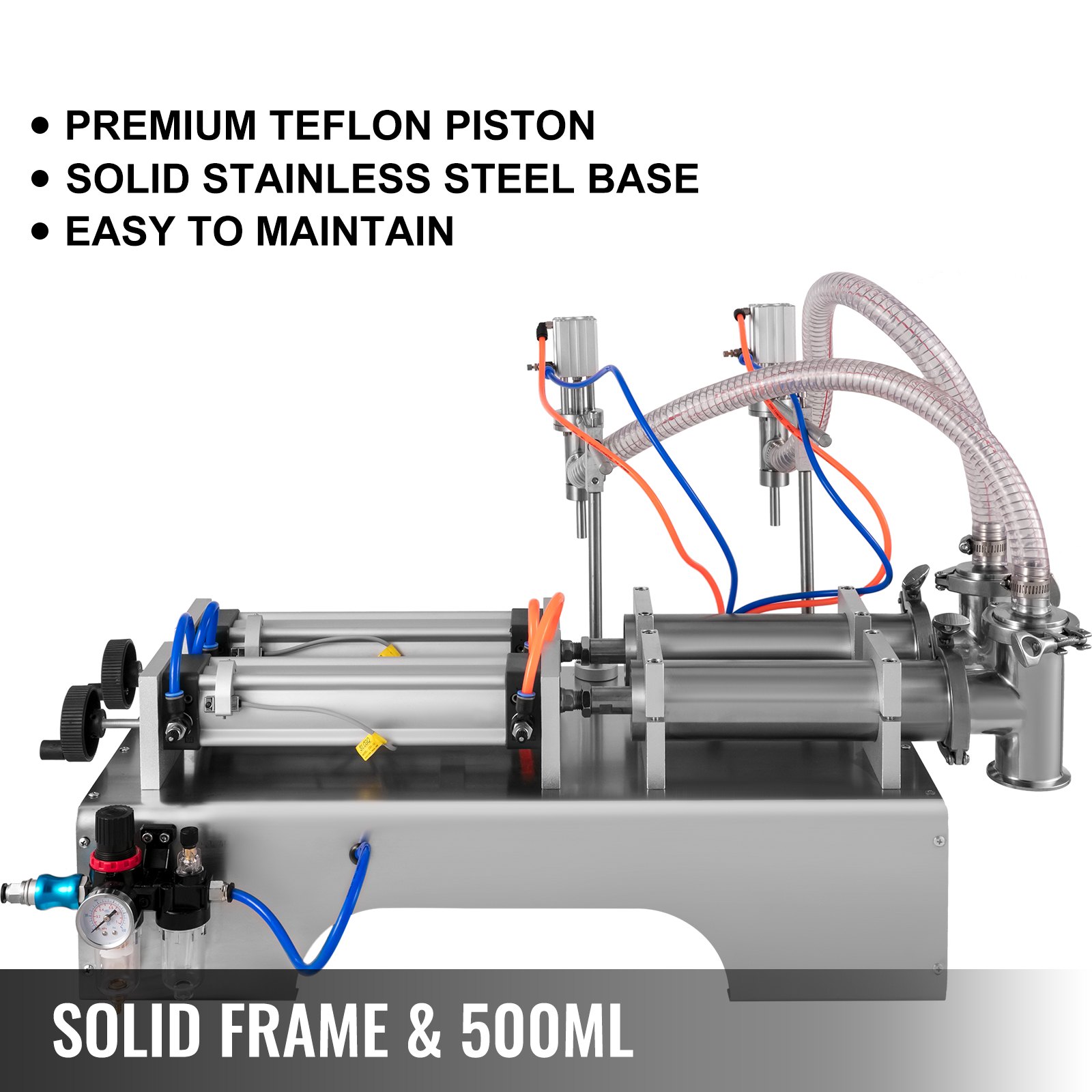 Vevor Máquina De Llenado De Líquidos Neumática 50-500 Ml Con Boquillas Dobles