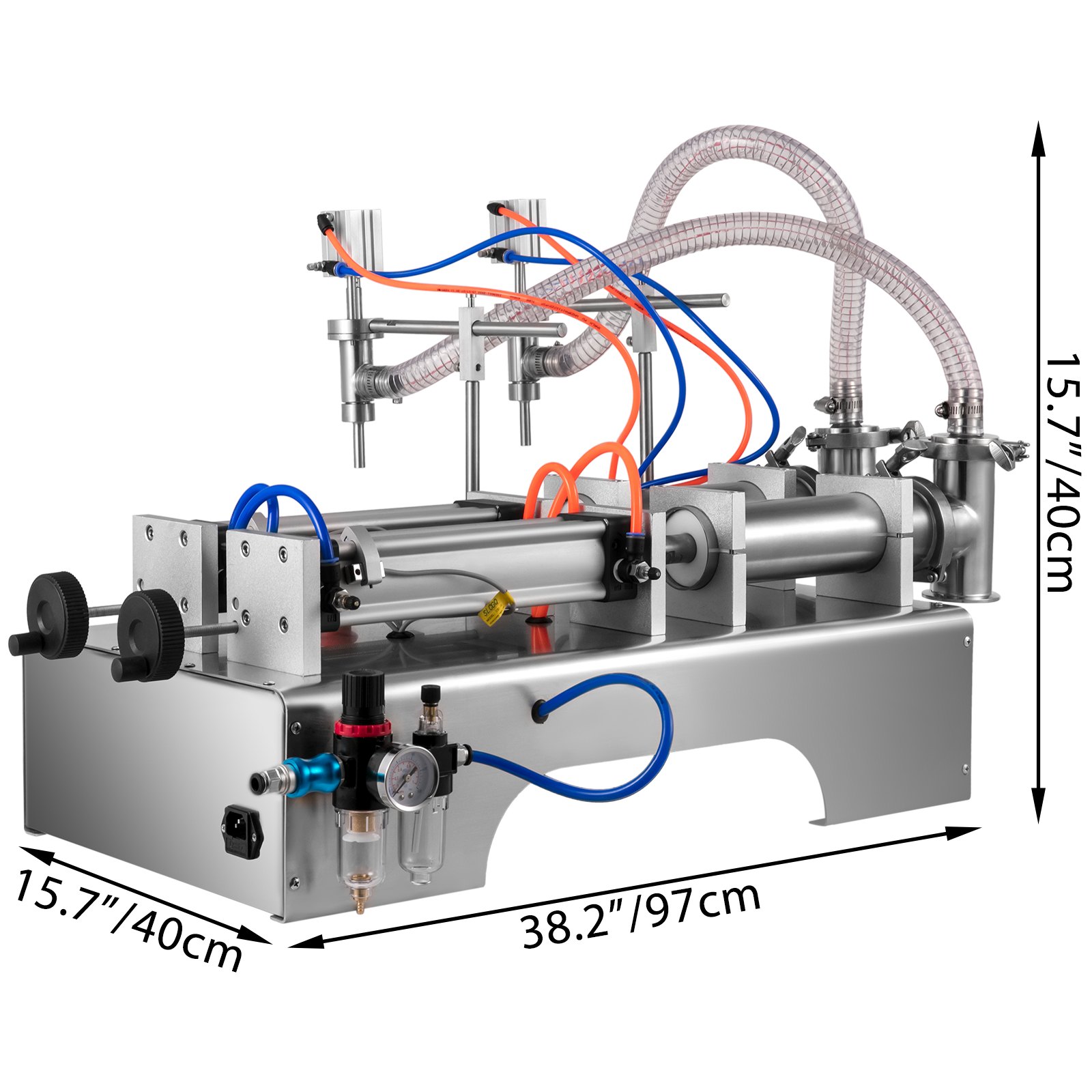 Vevor Máquina De Llenado De Líquidos Neumática 50-500 Ml Con Boquillas Dobles