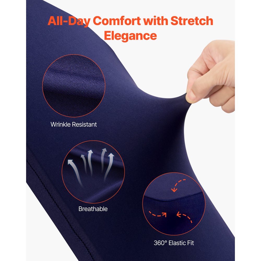VEVOR Fundas Sillas de Comedor 50 Piezas, Funda para Sillones Elástica de Poliéster y Elastano, para Sillas de Hasta 51 x 45 x 95 cm, Tela Suave y Transpirable, para Boda, Banquetes, Azul Marino