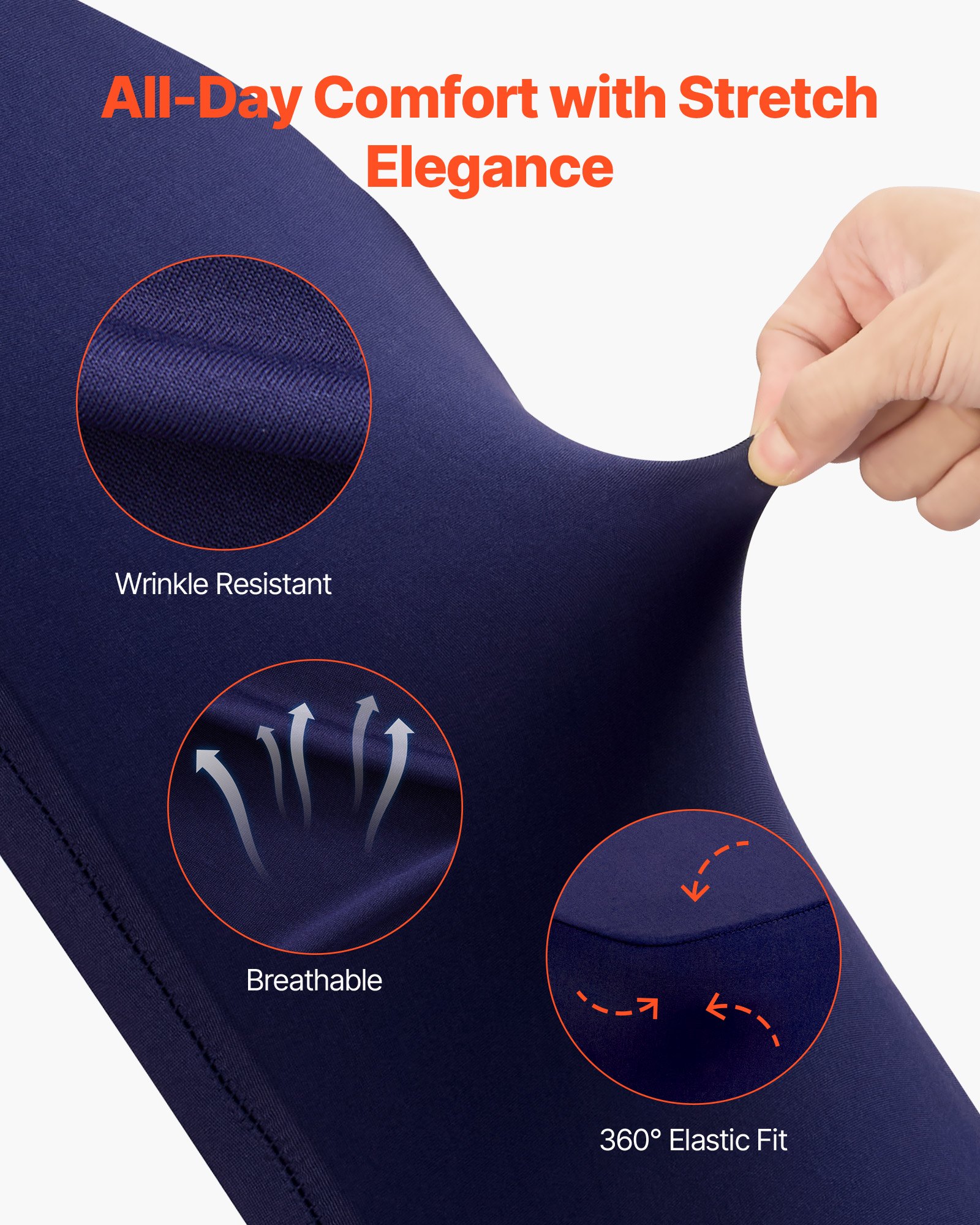 VEVOR Fundas Sillas de Comedor 50 Piezas, Funda para Sillones Elástica de Poliéster y Elastano, para Sillas de Hasta 51 x 45 x 95 cm, Tela Suave y Transpirable, para Boda, Banquetes, Azul Marino