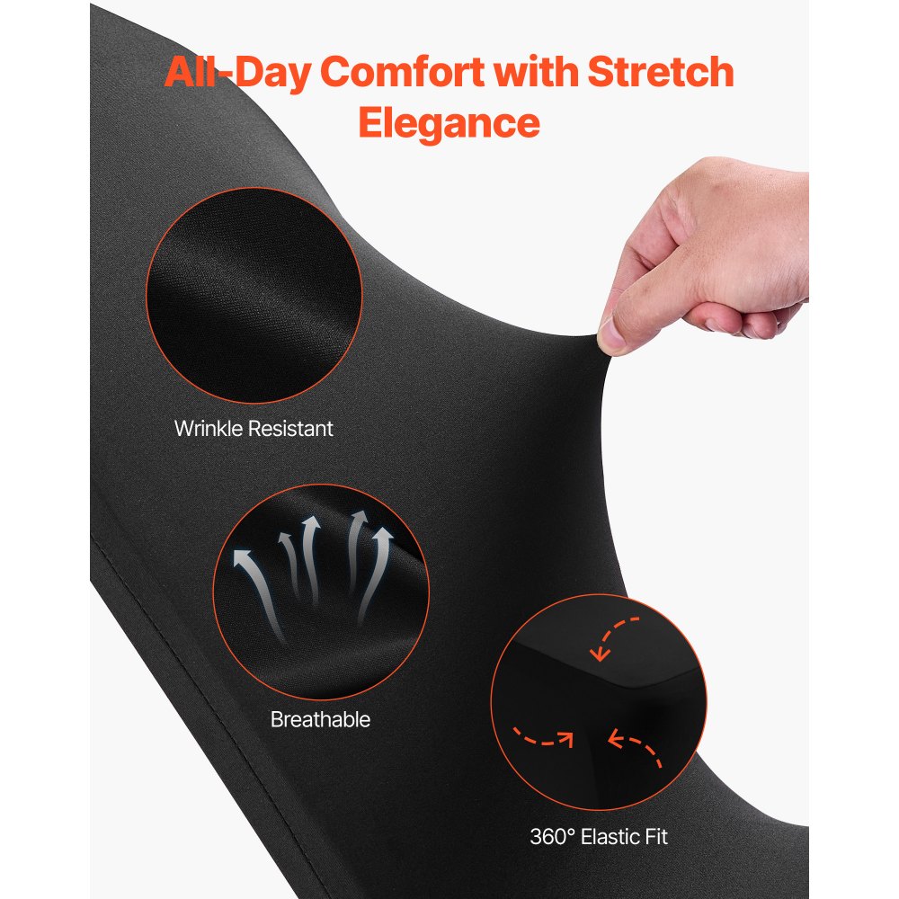 VEVOR Fundas Sillas de Comedor 100 Piezas, Funda para Sillones Elástica de Poliéster y Elastano, para Sillas de Hasta 51 x 45 x 95 cm, Tela Suave y Transpirable, para Boda, Fiestas, Banquetes, Negro