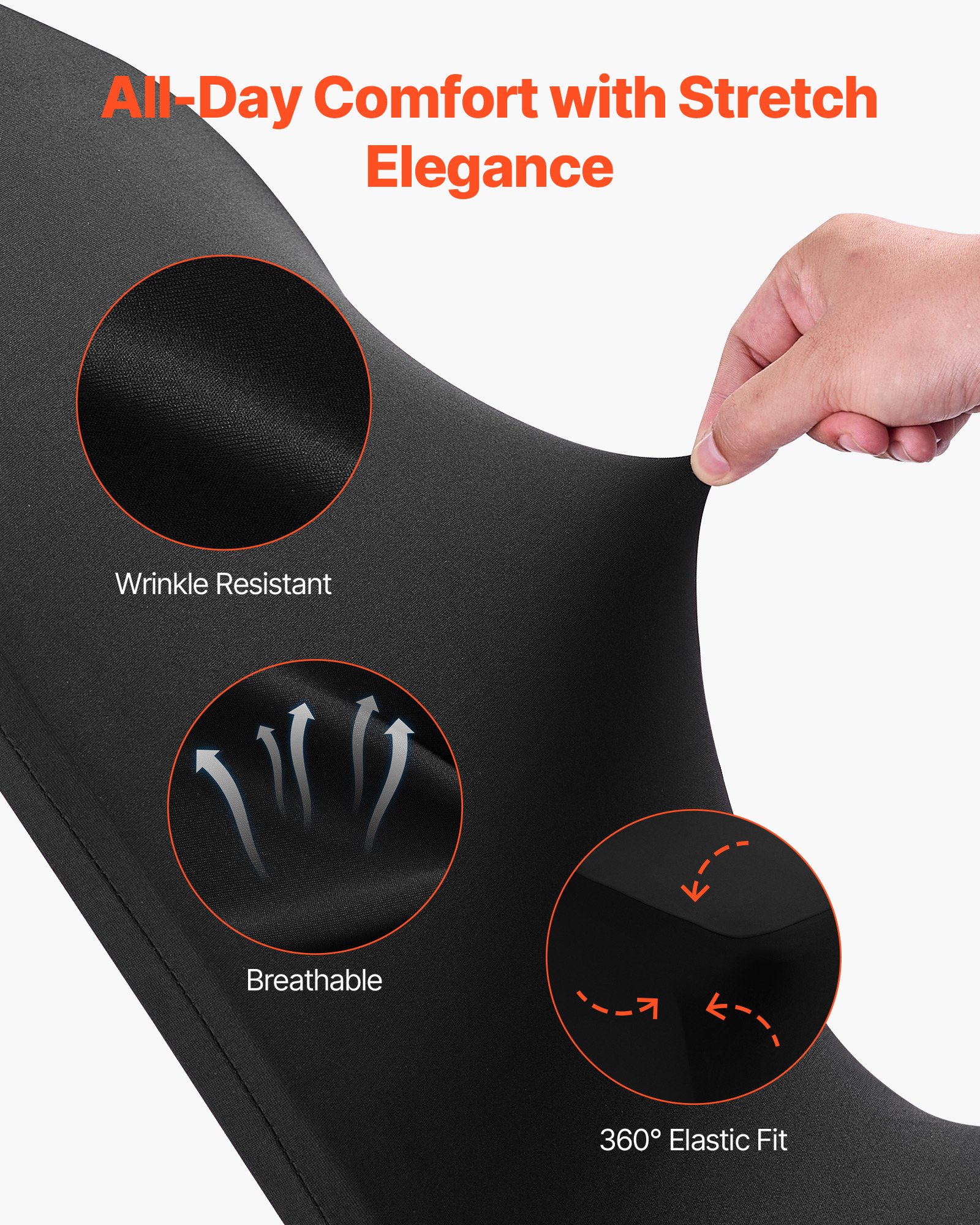 VEVOR Fundas Sillas de Comedor 100 Piezas, Funda para Sillones Elástica de Poliéster y Elastano, para Sillas de Hasta 51 x 45 x 95 cm, Tela Suave y Transpirable, para Boda, Fiestas, Banquetes, Negro