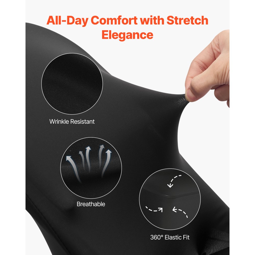 VEVOR Fundas Sillas de Comedor 150 Piezas, Funda para Sillones Elástica de Poliéster y Elastano, para Sillas de Hasta 45 x 46 x 77 cm, Tela Suave y Transpirable, para Boda, Fiestas, Banquetes, Negro