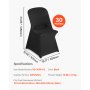 VEVOR 30 Pcs Black Chair Covers, Polyester Spandex Chair Cover, Stretch Slipcovers for Wedding Party Dining Banquet Flat-Front Chair Covers, Fits Chair Measures up to 18.11 x 19.69 x 33.86 inch