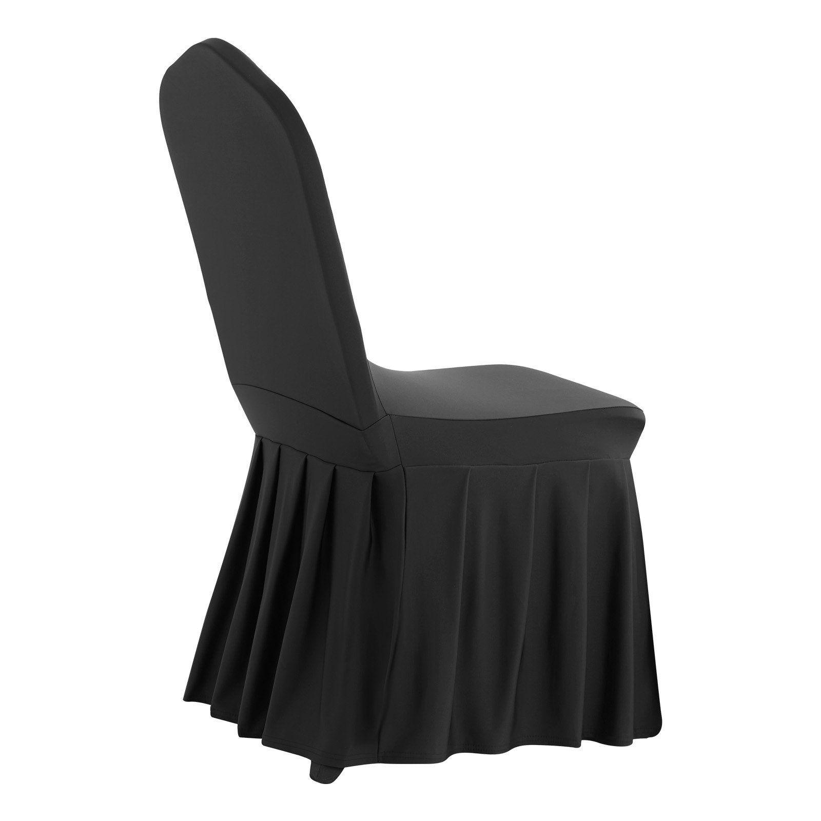 VEVOR Fundas Sillas de Comedor 30 Piezas, Funda para Sillones Elástica de Poliéster y Elastano, para Sillas de Hasta 51 x 45 x 95 cm, Diseño de Falda, Tela Suave, para Boda, Fiestas, Banquetes, Negro