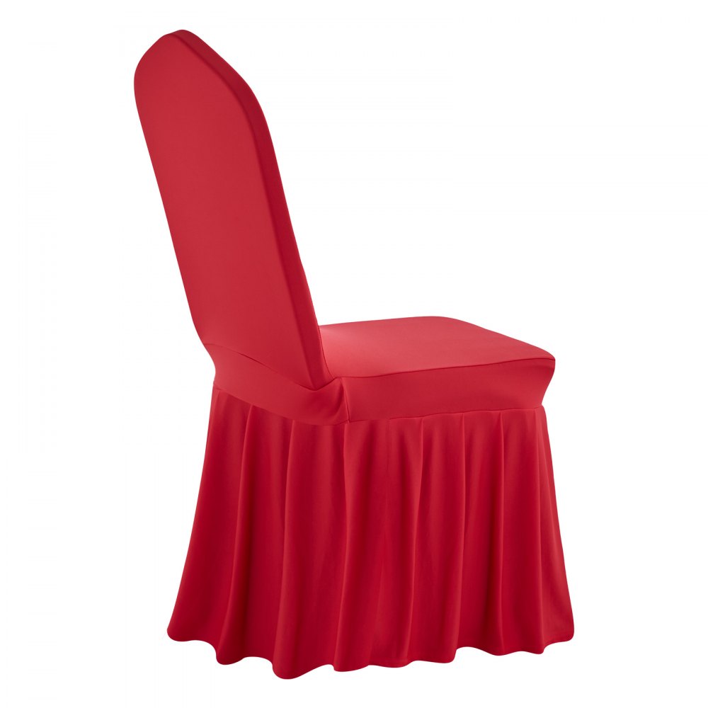 VEVOR Fundas Sillas de Comedor 30 Piezas, Funda para Sillones Elástica de Poliéster y Elastano, para Sillas de Hasta 51 x 45 x 95 cm, Diseño de Falda, Tela Suave, para Boda, Fiestas, Banquetes, Rojo