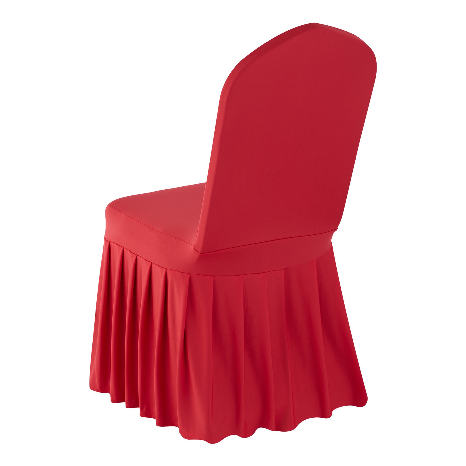 VEVOR Fundas Sillas de Comedor 30 Piezas, Funda para Sillones Elástica de Poliéster y Elastano, para Sillas de Hasta 51 x 45 x 95 cm, Diseño de Falda, Tela Suave, para Boda, Fiestas, Banquetes, Rojo
