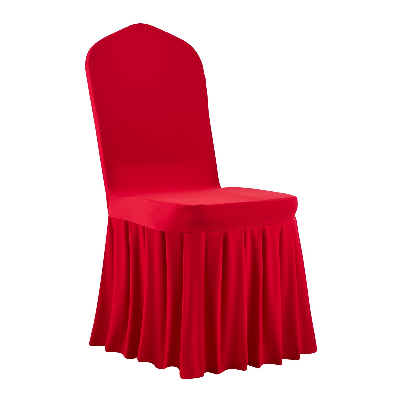 VEVOR Fundas Sillas de Comedor 30 Piezas, Funda para Sillones Elástica de Poliéster y Elastano, para Sillas de Hasta 51 x 45 x 95 cm, Diseño de Falda, Tela Suave, para Boda, Fiestas, Banquetes, Rojo