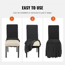 VEVOR 4 Piezas Negro Fundas para Sillas Plegables de Elastano Elástico, Funda Universal para Silla con Falda, Fundas Protectoras Lavables Extraíbles, para Bodas, Banquetes, Fiestas 440 x 510 x 925 mm