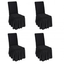 VEVOR 4 Piezas Negro Fundas para Sillas Plegables de Elastano Elástico, Funda Universal para Silla con Falda, Fundas Protectoras Lavables Extraíbles, para Bodas, Banquetes, Fiestas 440 x 510 x 925 mm
