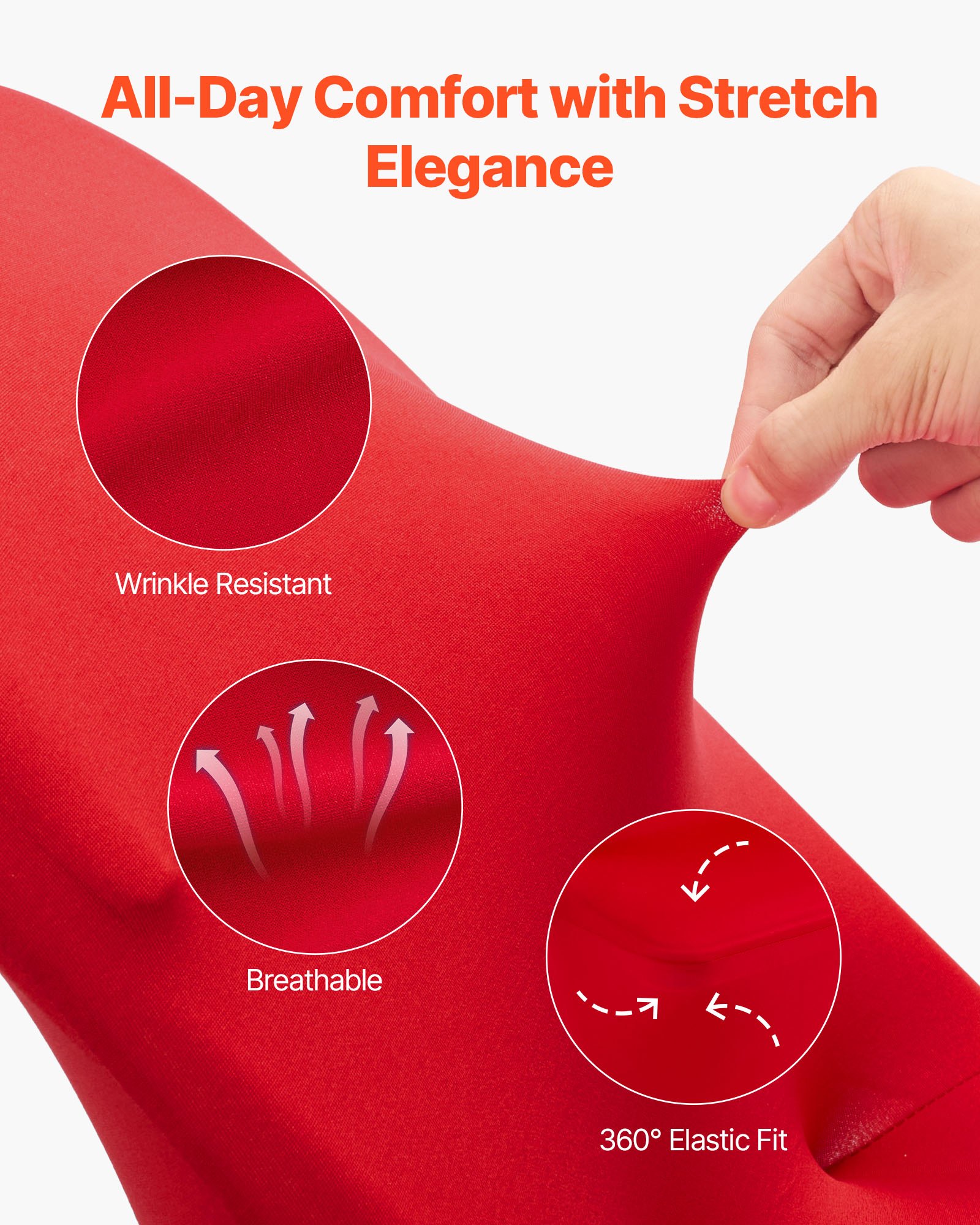 VEVOR Fundas Sillas de Comedor 50 Piezas, Funda para Sillones Elástica de Poliéster y Elastano, para Sillas de Hasta 45 x 46 x 77 cm, Tela Suave y Transpirable, para Boda, Fiestas, Banquetes, Rojo