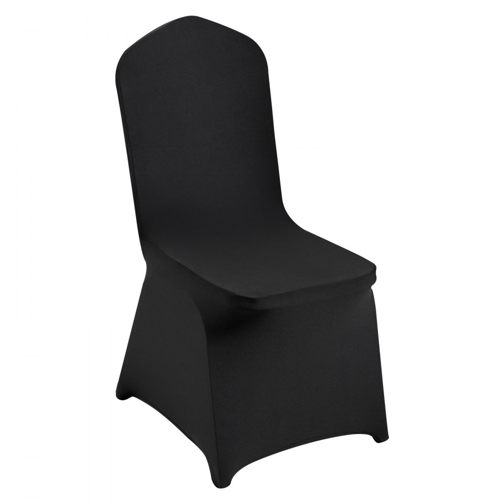 Fundas de silla VEVOR negras para una silla de comedor estándar, que resaltan un diseño elegante y sofisticado.