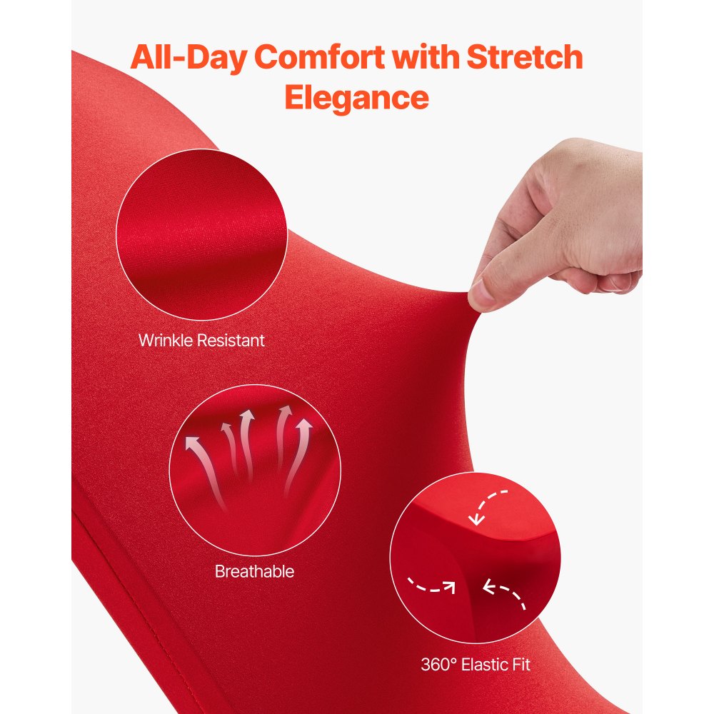 VEVOR Fundas Sillas de Comedor 50 Piezas, Funda para Sillones Elástica de Poliéster y Elastano, para Sillas de Hasta 51 x 45 x 95 cm, Tela Suave y Transpirable, para Boda, Fiestas, Banquetes, Rojo