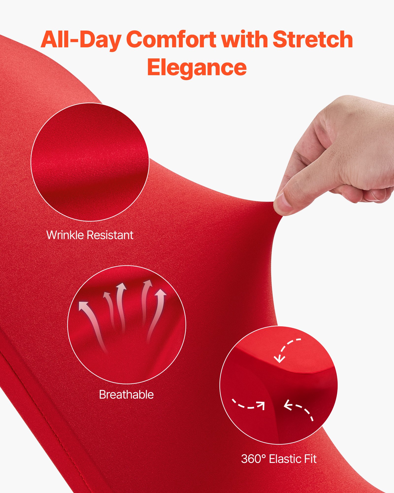 VEVOR Fundas Sillas de Comedor 50 Piezas, Funda para Sillones Elástica de Poliéster y Elastano, para Sillas de Hasta 51 x 45 x 95 cm, Tela Suave y Transpirable, para Boda, Fiestas, Banquetes, Rojo