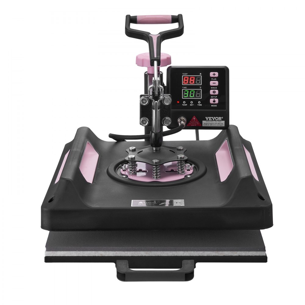 VEVOR - Máquina de prensado por calor, 15 x 15 pulgadas, 8 en 1, con prensa de vaso de 30 oz, prensa digital de camisetas con giro de 360°, revestimiento de teflón, para camisetas, tazas, sombreros y platos, color negro