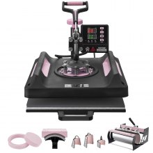 VEVOR - Máquina de prensado por calor, 15 x 15 pulgadas, 8 en 1, con prensa de vaso de 30 oz, prensa digital de camisetas con giro de 360°, revestimiento de teflón, para camisetas, tazas, sombreros y platos, color negro