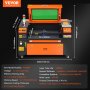 VEVOR 60 W CO2 laser engraver, 400x600 mm, 500 mm/s laser cutting machine with 2-way pass air assist, compatible with LightBurn, CorelDRAW, AutoCAD, Windows, Mac OS, Linux, for wood, acrylic, fabric