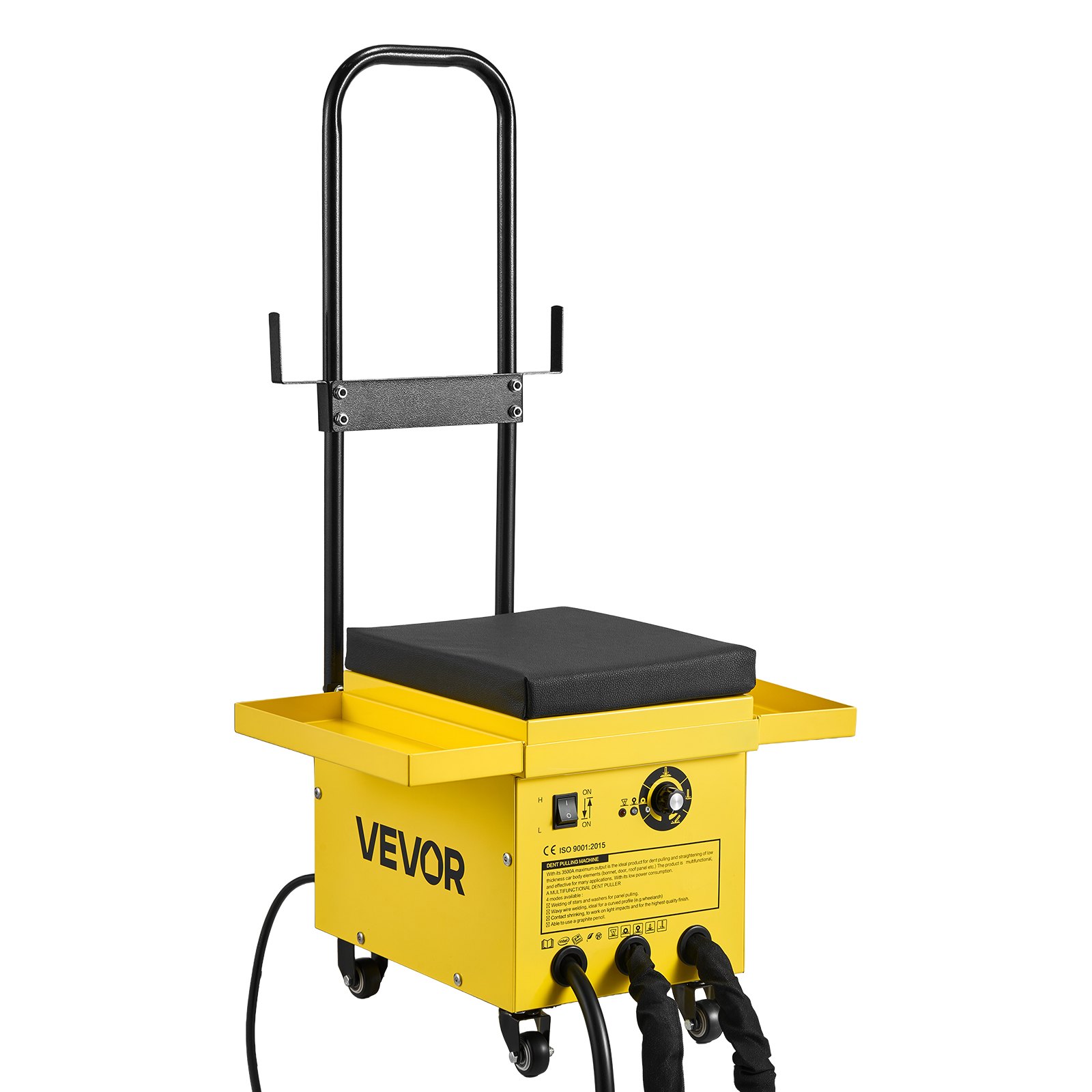 VEVOR Kit de Reparación de Abolladuras de 4,5 kW con Soldador de Pernos, 2 Pistolas, 6 Modos, Kit de Extractor de Abolladuras Coche 3500A/3900A con Ruedas, Asiento Acolchado para Carrocería Automotriz