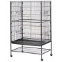 VEVOR Jaula para Pájaros, 800 x 520 x 1320 mm, Techo Plano, Hierro Forjado, con Perchas, Bandeja Extraíble y Comederos de Plástico, Ruedas, para Herrerillos Comunes, Cacatúas Ninfas, Canarios