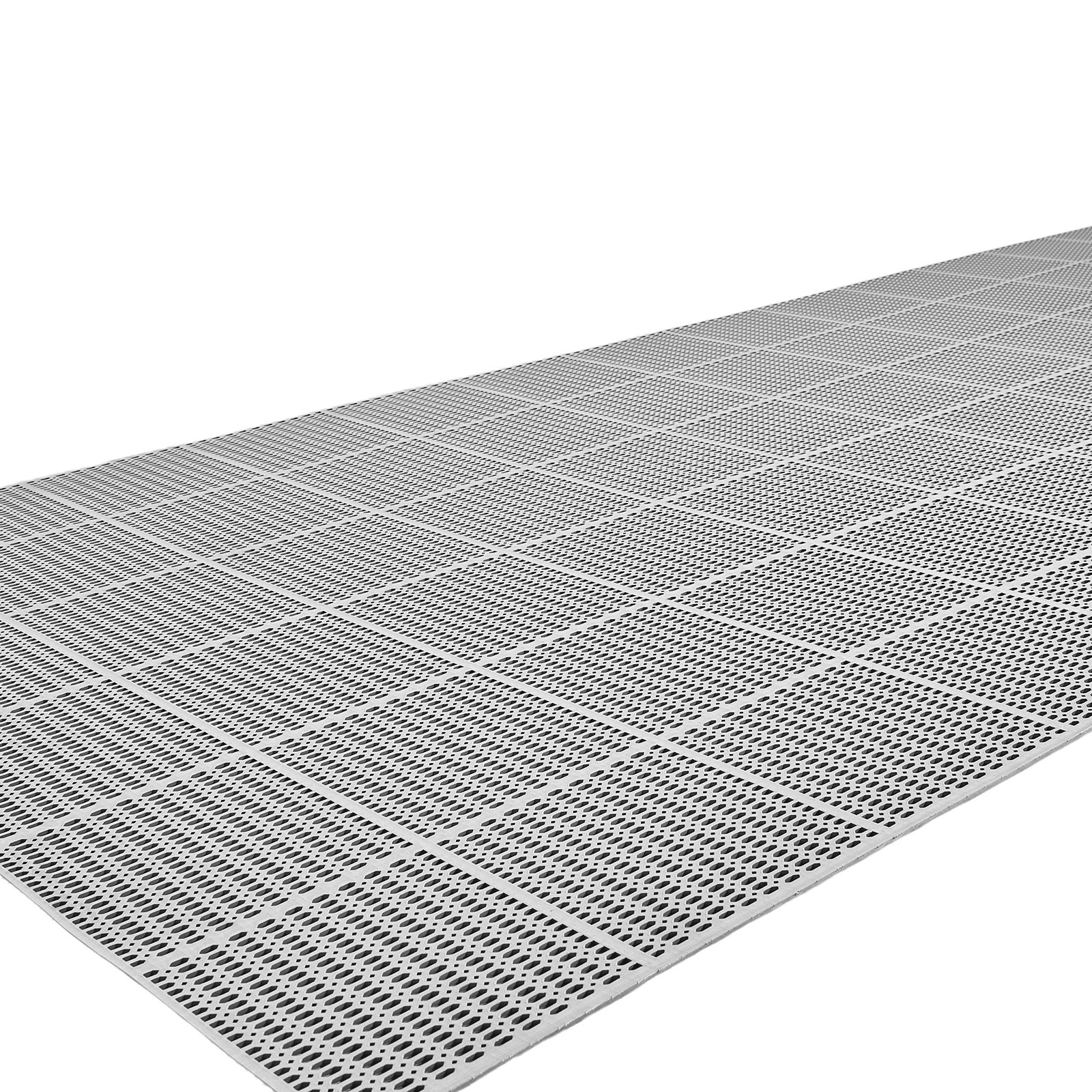 VEVOR Alfombra de Drenaje Antideslizante 90 x 1500 cm, Alfombrilla Comercial de PVC con Orificio de Drenaje para Zonas Húmedas, Suelo para Cocina Piscina Restaurante Terraza Baño Ducha, Color Gris