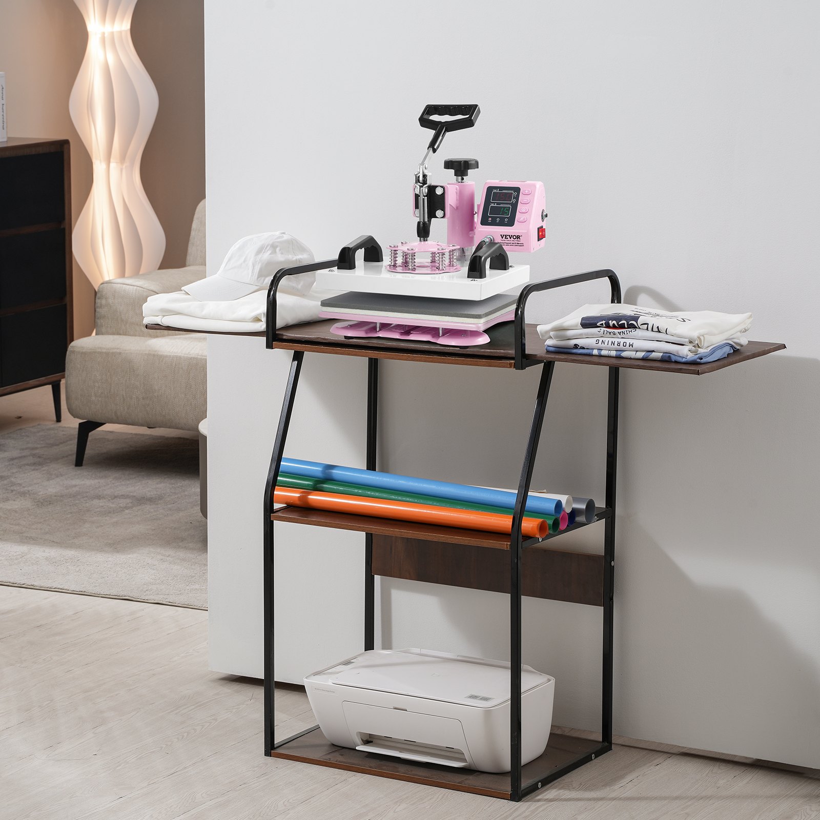 VEVOR 2 en 1 Máquina de Prensado por Calor de 300 x 250 mm con Prensa para gorras, Prensa Térmico con Giro de 360° y Control Digital Preciso para Camisetas, Tazas, Sombreros y Almohadas, Rosa