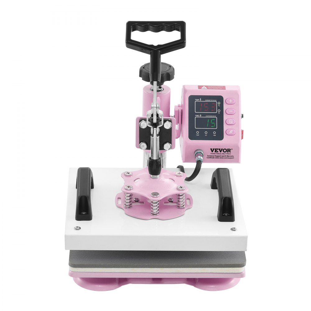 Prensa térmica VEVOR, máquina de prensado térmico de 12 x 10 pulgadas, prensa de camisetas con giro de 360°, calentamiento rápido y uniforme, control digital preciso, máquina de transferencia de calor para camisetas, almohadas y bolsas, color rosa