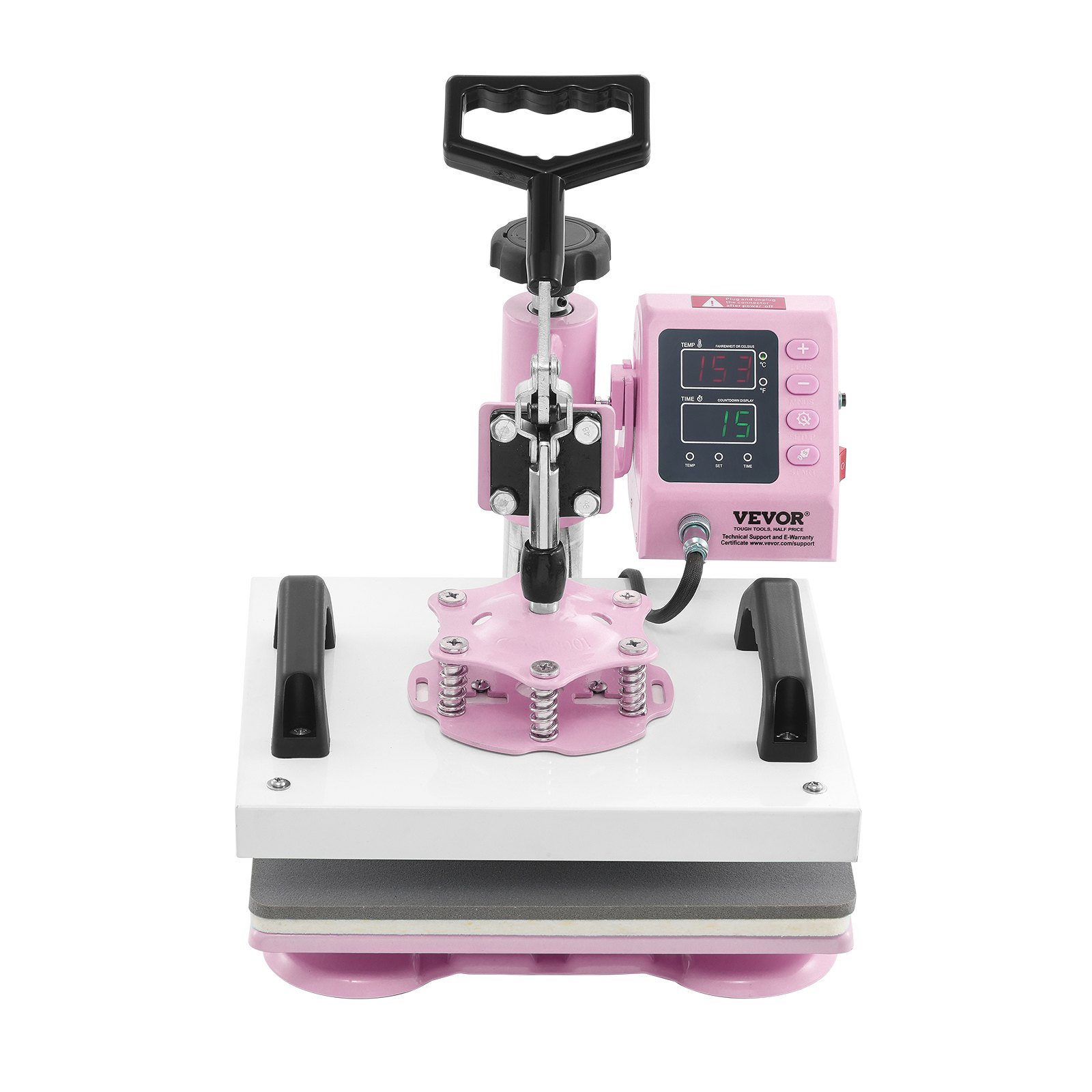 Prensa térmica VEVOR, máquina de prensado térmico de 12 x 10 pulgadas, prensa de camisetas con giro de 360°, calentamiento rápido y uniforme, control digital preciso, máquina de transferencia de calor para camisetas, almohadas y bolsas, color rosa