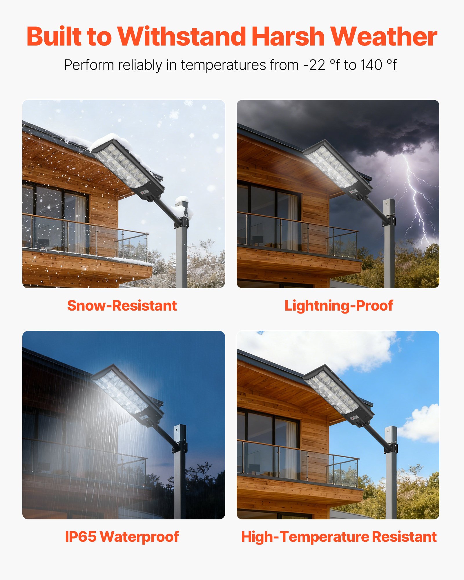 VEVOR Farola Solar para Exteriores de 8000 W y 450 000 LM, de Anochecer a Amanecer, Reflector LED de Seguridad con Sensor de Movimiento, Impermeable IP65, para Entrada de Vehículos, 1 Unidad