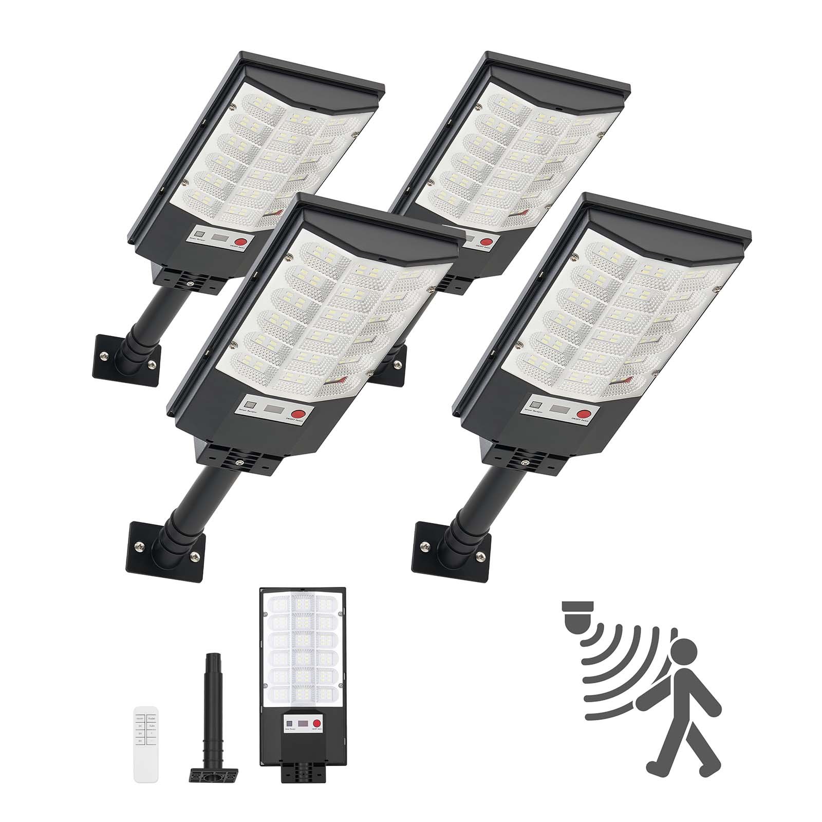 VEVOR Farolas Solares para Exteriores de 500 W, 50 000 LM, Iluminación de Seguridad LED con Sensor de Movimiento, IP65, Resistente al Agua, Ideal para Patios, Calles, Entradas de Vehículos, 4 uds