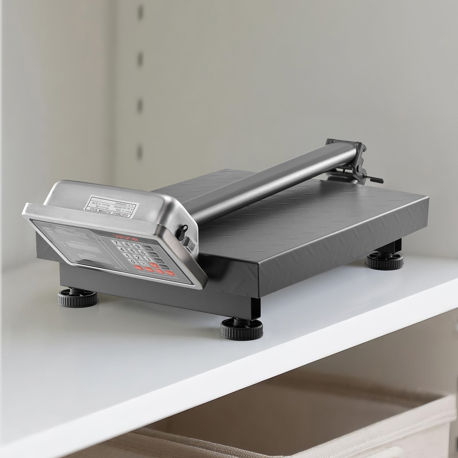 VEVOR Báscula Digital de Plataforma, Capacidad 300 kg, Alta Precisión 50 g, con Conversión de Libras a kg, Función de Tara, Calculadora de Precios, para Equipaje, Envíos, Paquetes y Franqueo